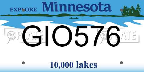 GIO576 Minnesota License Plate