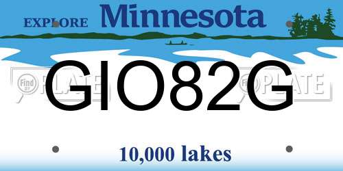 GIO82G Minnesota License Plate