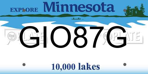 GIO87G Minnesota License Plate