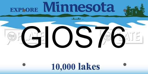 GIOS76 Minnesota License Plate