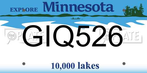 GIQ526 Minnesota License Plate