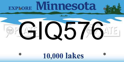 GIQ576 Minnesota License Plate
