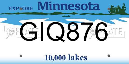 GIQ876 Minnesota License Plate