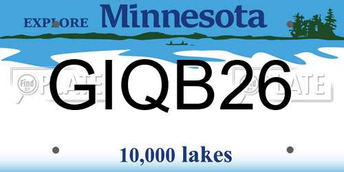 GIQB26 Minnesota License Plate