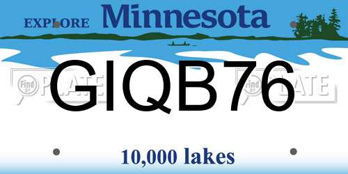 GIQB76 Minnesota License Plate