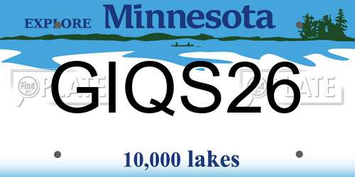 GIQS26 Minnesota License Plate