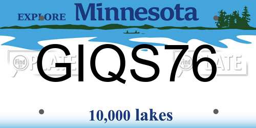GIQS76 Minnesota License Plate