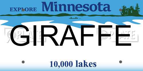 GIRAFFE Minnesota License Plate