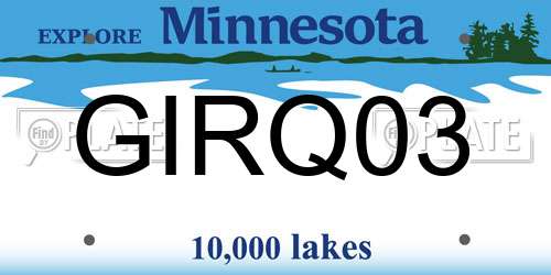 GIRQ03 Minnesota License Plate