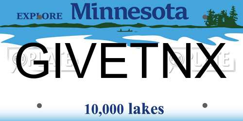 GIVETNX Minnesota License Plate
