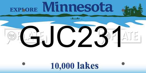 GJC231 Minnesota License Plate