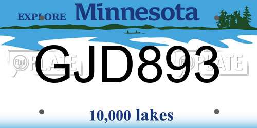GJD893 Minnesota License Plate