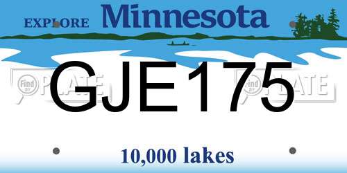 GJE175 Minnesota License Plate