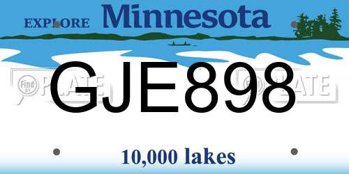 GJE898 Minnesota License Plate