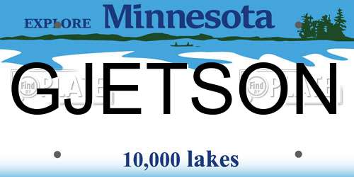 GJETSON Minnesota License Plate