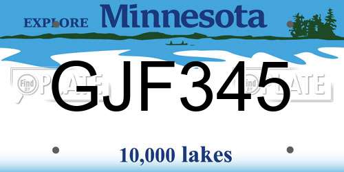 GJF345 Minnesota License Plate