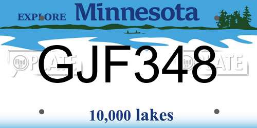 GJF348 Minnesota License Plate
