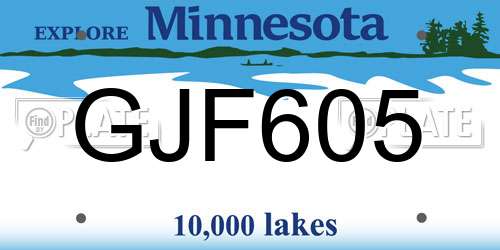 GJF605 Minnesota License Plate