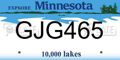GJG465 Minnesota License Plate
