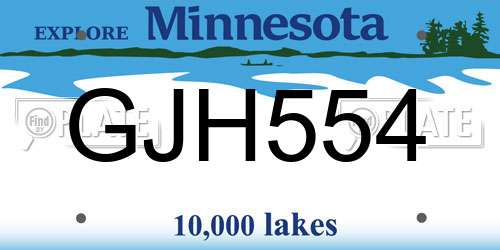 GJH554 Minnesota License Plate