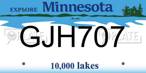 GJH707 Minnesota License Plate