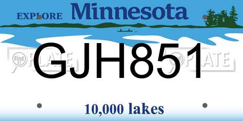 GJH851 Minnesota License Plate