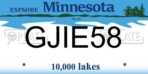 GJIE58 Minnesota License Plate