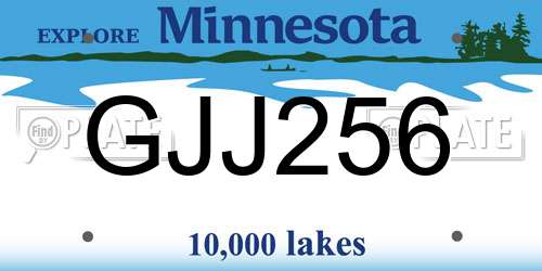 GJJ256 Minnesota License Plate