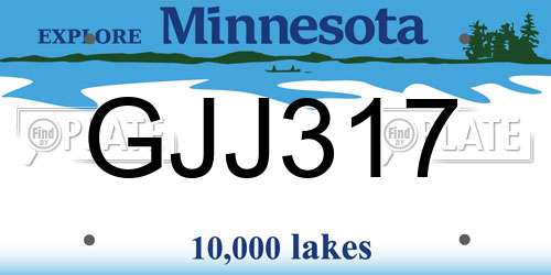 GJJ317 Minnesota License Plate