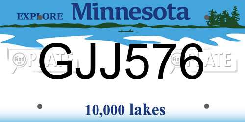 GJJ576 Minnesota License Plate