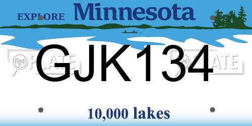 GJK134 Minnesota License Plate