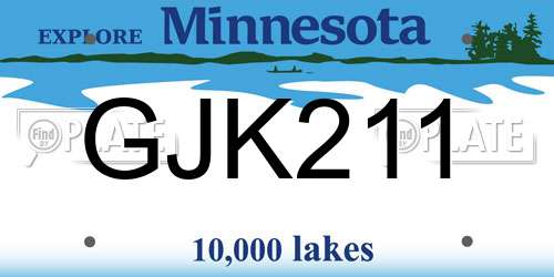 GJK211 Minnesota License Plate