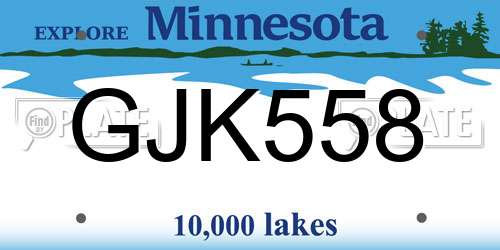 GJK558 Minnesota License Plate