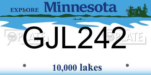 GJL242 Minnesota License Plate