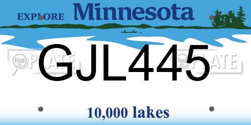 GJL445 Minnesota License Plate
