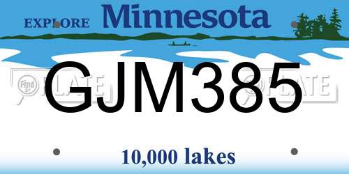 GJM385 Minnesota License Plate