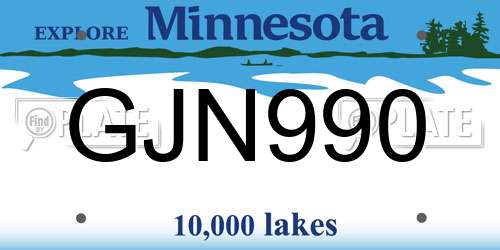 GJN990 Minnesota License Plate