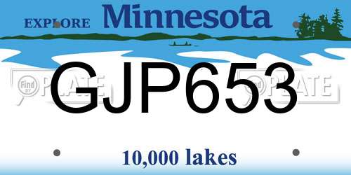 GJP653 Minnesota License Plate