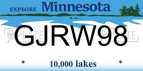 GJRW98 Minnesota License Plate