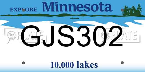 GJS302 Minnesota License Plate