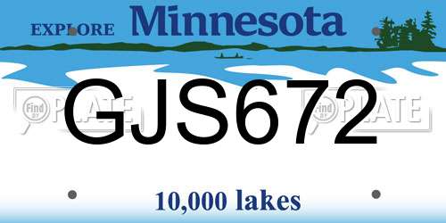 GJS672 Minnesota License Plate