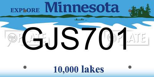 GJS701 Minnesota License Plate
