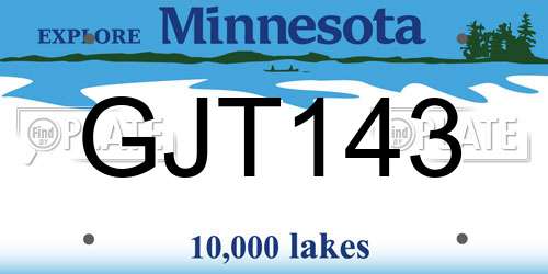 GJT143 Minnesota License Plate