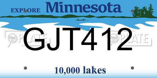 GJT412 Minnesota License Plate