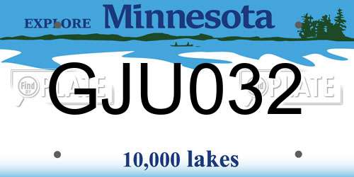 GJU032 Minnesota License Plate