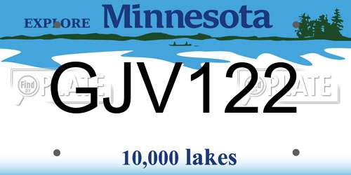 GJV122 Minnesota License Plate