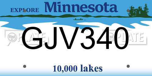 GJV340 Minnesota License Plate