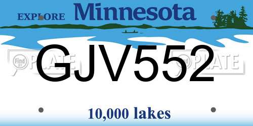 GJV552 Minnesota License Plate