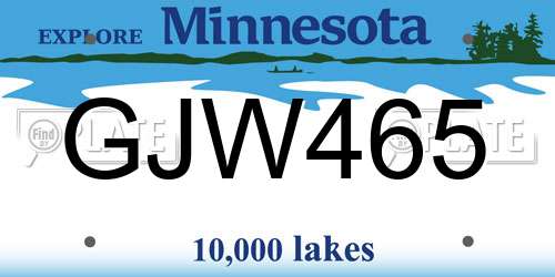 GJW465 Minnesota License Plate