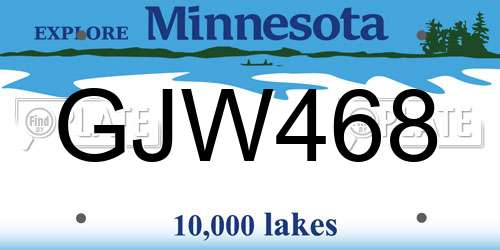 GJW468 Minnesota License Plate